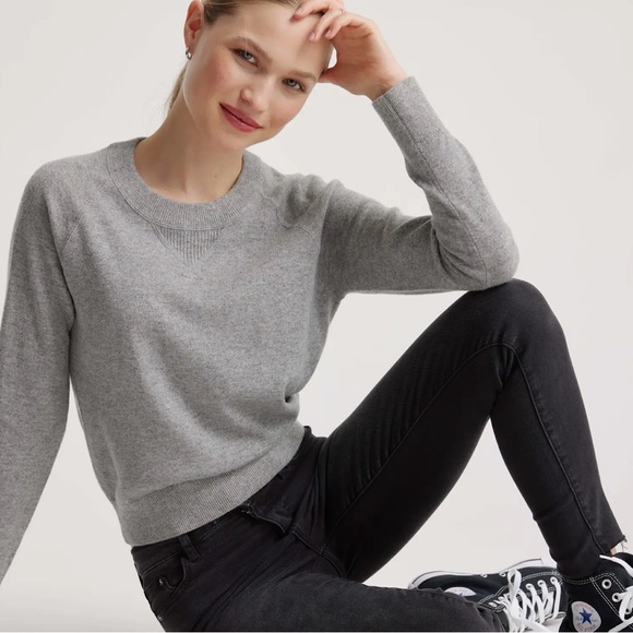 Quince Tops - Quince Mongolian Shrunken Cashmere Quiet Luxury Sweatshirt Size M